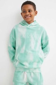 H&M Printed Hoodie Kinder Türkis | 0436-HKJNU