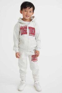 H&M Printed Jogginghose Kinder Hellgrau | 2075-QJFMZ