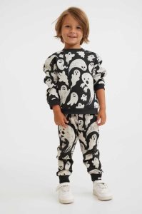 H&M Printed Jogginghose Kinder Schwarz | 0385-QGMEL