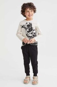 H&M Printed Oberteile Kinder Hellbeige Schwarz | 6019-HLQFN