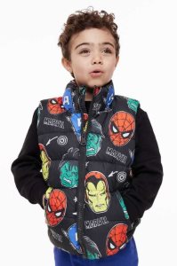 H&M Printed Puffer Vest Oberbekleidung Kinder Dunkelgrau | 9231-QBSGE