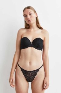 H&M Push-up Balconette Bra Unterwäsche Damen Schwarz | 0492-XQRYN