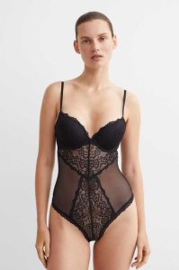 H&M Push-up Tanga Bodysuit Unterwäsche Damen Schwarz | 7685-NLXIZ