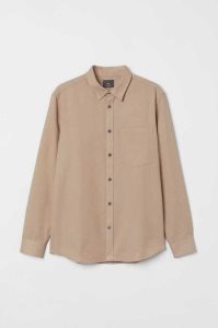 H&M Regular Fit Twill Hemd Herren Hellbeige | 3820-ORYXM