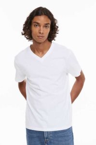 H&M Regular Fit V-neck T-shirts Herren Weiß | 2065-KWUCP