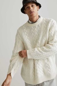 H&M Relaxed Fit Cable-knit Pullover Herren Hellbeige | 7091-QPXAE