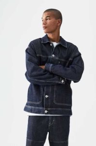 H&M Relaxed Fit Denim Jacke Herren Dunkelblau | 7958-OIWAM