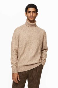 H&M Relaxed Fit Fine-knit Turtleneck Pullover Herren Beige | 3478-JTDUG