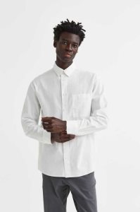 H&M Relaxed Fit Linen-blend Hemd Herren Senfgelb Gelb | 5867-AFEDX