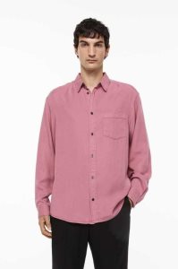 H&M Relaxed Fit Lyocell Hemd Herren Rosa | 0254-ZBOLQ