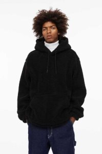 H&M Relaxed Fit Teddy Fleece Hoodie Herren Schwarz | 0724-ZSHNO