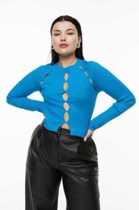 H&M Rib-knit Cut-out Oberteile Damen Hellblau | 8239-BESMC