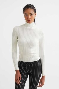 H&M Rib-knit Turtleneck Top Pullover Damen Hellgrau | 6839-IXJBV