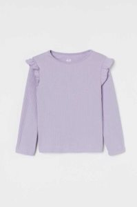 H&M Ruffle-trimmed Gerippt Oberteile Kinder Lila | 5239-XZTKE