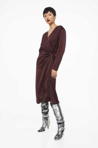 H&M Satin wrap Kleider Damen Schwarz | 6153-KVJNU