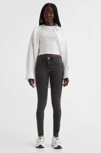 H&M Schlank Low Jeans Damen Grau | 6031-JATKY