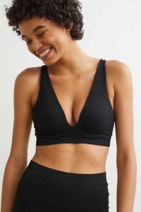 H&M Seamless Jersey Push-up Bra Unterwäsche Damen Schwarz | 1539-HEBZW