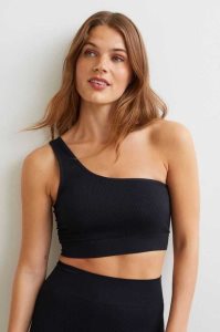 H&M Seamless One-shoulder Bralette Loungewear Damen Schwarz | 9514-ADTUX