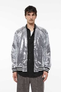 H&M Sequined Bomber Jacke Herren Silber | 0285-KOVBZ