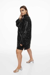 H&M Sequined Shirt Kleider Übergröße Damen Schwarz | 2193-ANSFU