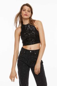 H&M Sequined Tank Oberteile Damen Silber | 9502-YZJTO