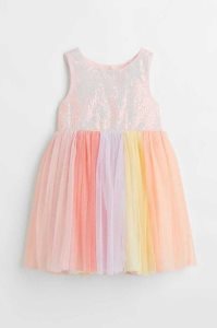 H&M Sequined Tulle Kurzes Kleid Kinder Rosa Rot | 8763-ZOIJP