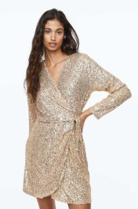 H&M Sequined Wrap Kleider Damen Dunkelgrün | 1802-RPEMG