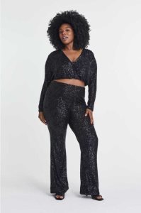 H&M Sequined Wrapover Bluse Damen Schwarz | 3945-EDNRS