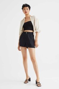 H&M Shorts High Taille Kurze Hose Damen Hellbeige | 3609-MWKES