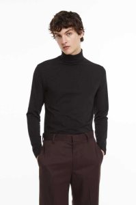 H&M Slim Fit Baumwoll Turtleneck Shirt Pullover Herren Grün | 8257-MDVRK