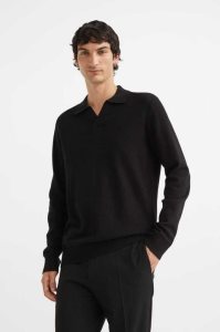 H&M Slim Fit Fine-knit Baumwoll Polo Shirt Pullover Herren Dunkelblau | 2384-SXGDY