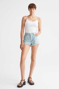 H&M Slim High Denim Kurze Hose Damen Hellblau | 2719-XVYZW