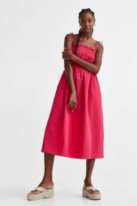 H&M Smocked Seersucker Kleider Damen Rosa | 2680-INMJX