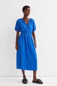 H&M Smocked-waist Kleider Damen Hellblau | 9415-ZVRWF