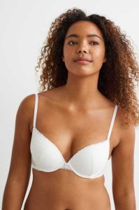 H&M Spitze Super Push-up Bra Unterwäsche Damen Weiß | 5764-UPOQM