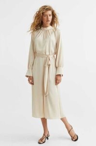 H&M Tie-belt Satin Kleider Damen Hellbeige | 8961-CYNGU