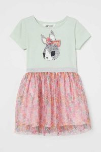 H&M Tulle-skirt Jersey Kurzes Kleid Kinder Hellblau | 0751-UEDHZ