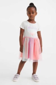 H&M Tulle-skirt Jersey Kurzes Kleid Kinder Weiß | 2480-HIVTS