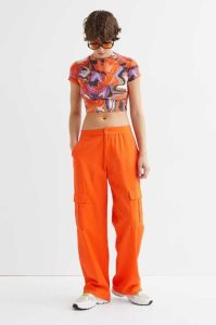 H&M Twill Utility Hose Damen Orange | 8032-FXOQL