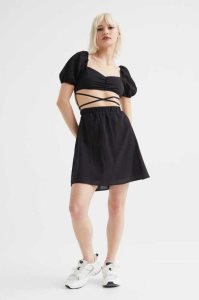 H&M Two-piece Tie-detail Kleider Damen Schwarz | 1294-KJPYO