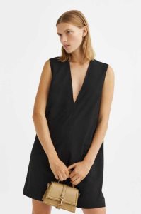 H&M V-neck Kleider Damen Schwarz | 2416-TUYRI