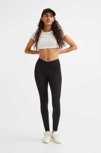 H&M V-waist Leggings Hose Damen Dunkelbraun | 7490-FLMIX