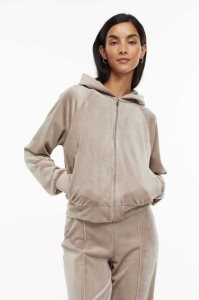 H&M Velour Mit Kapuze Jacket Hoodie Damen Grau Braun | 2405-RXOQK