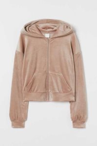 H&M Velour Mit Kapuze Jacket Hoodie Damen Helllila | 7290-MOEXI