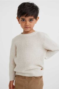 H&M Waffle-knit Baumwoll Pullover Kinder Beige Weiß | 5172-WSBJC