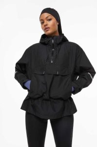 H&M Wasser-repellent Anorak Jacke Damen Schwarz | 4735-ZBOWC