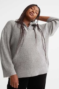 H&M Zip-top Rib-knit Pullover Damen Hellgrau | 1284-EZQHR