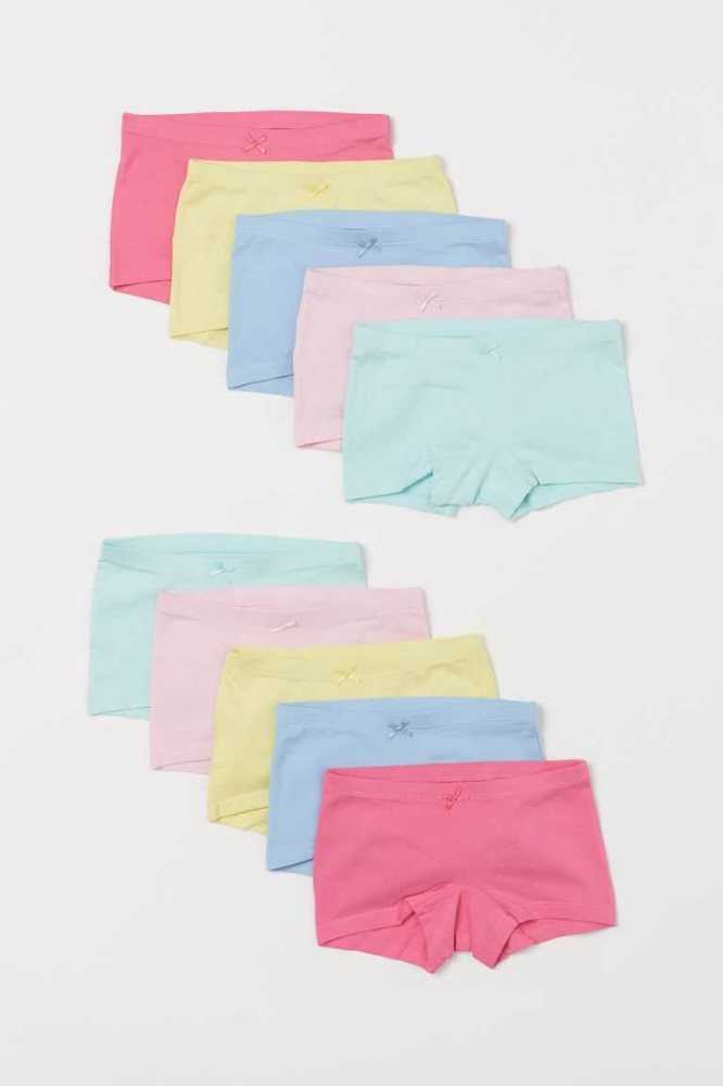 H&M 10-pack Baumwoll Boxer Briefs Unterwäsche Kinder Helllila Hellrosa Weiß | 3258-XSDLE