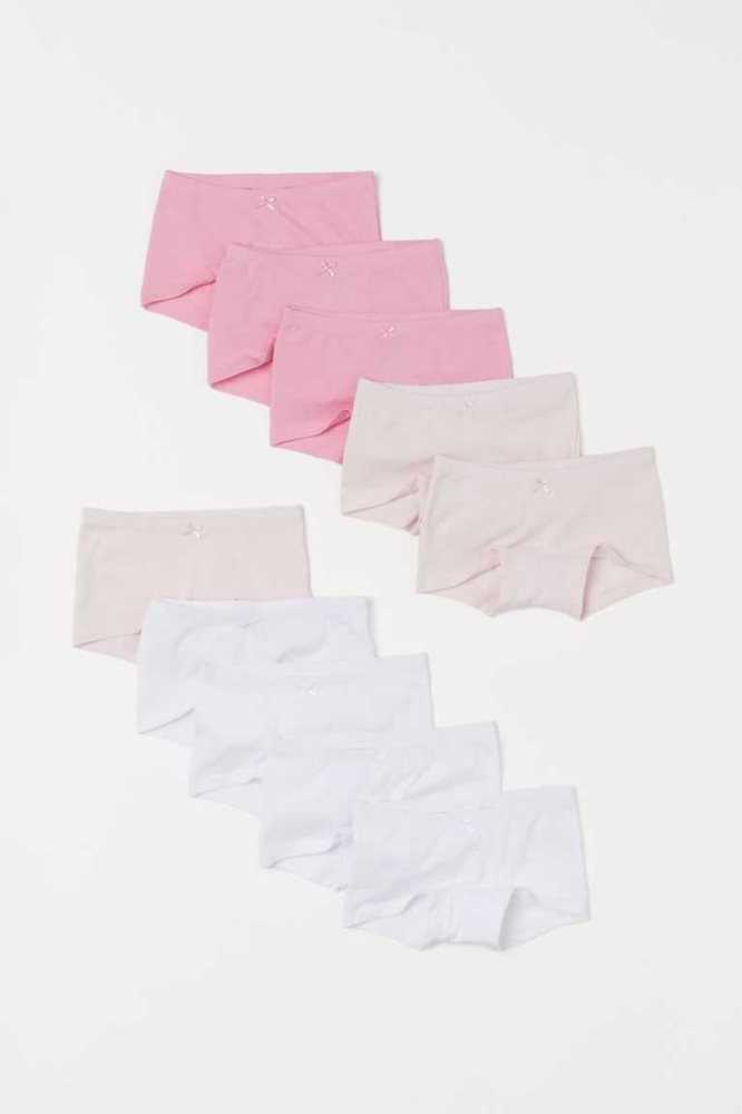 H&M 10-pack Baumwoll Boxer Briefs Unterwäsche Kinder Helllila Hellrosa Weiß | 3258-XSDLE