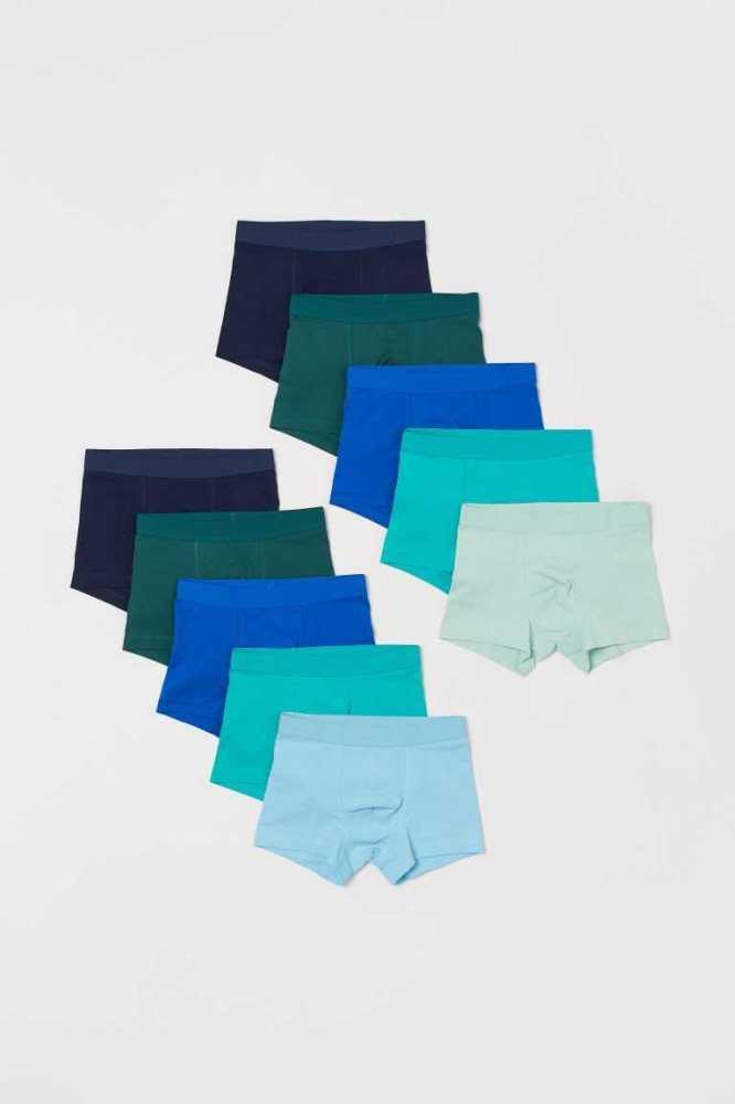 H&M 10-pack Boxer Kurze Hose Kinder Türkis Grau | 9182-HQORW